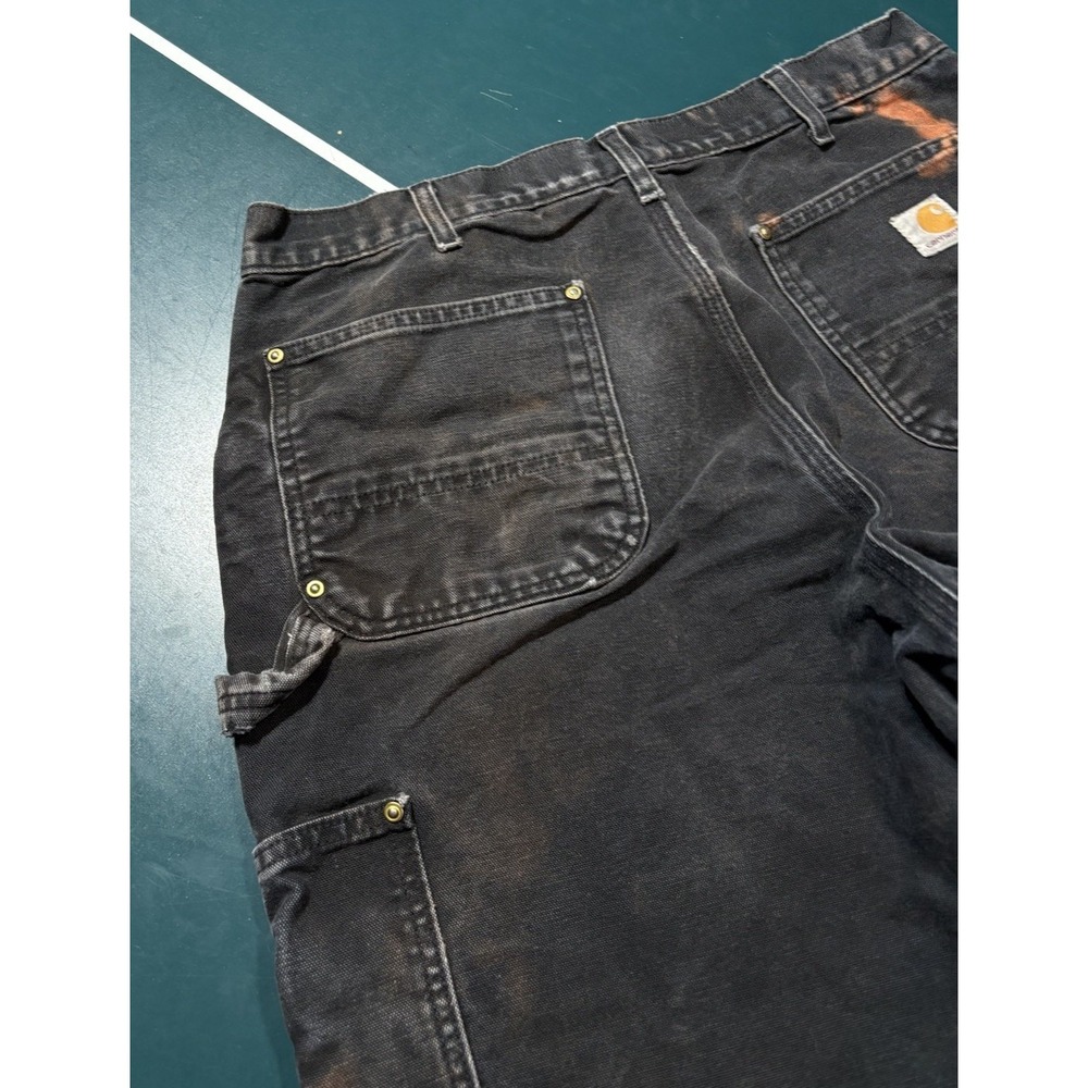 Vintage Carhartt Double Knee Pants Size 32x28 Faded Black BLK B01 Distressed USA - Picture 12 of 16